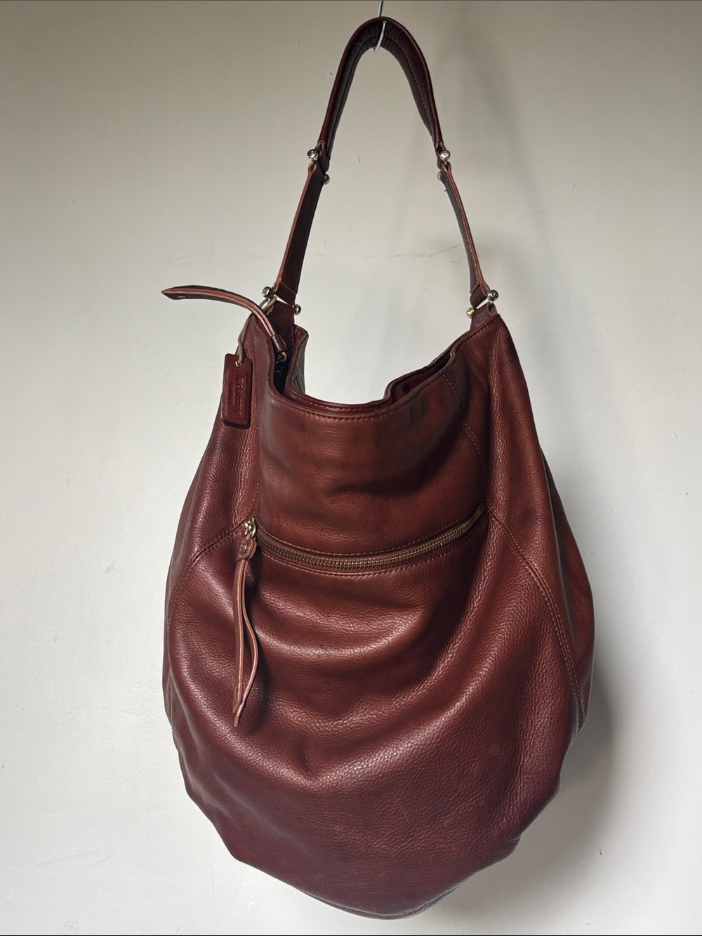 2003 Y2K Liz Claiborne 100% Cowhide Leather Hobo Bag Cognac